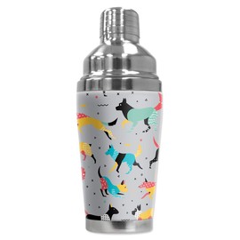 Mugzie MAX 20 Ounce Stainless Steel Cocktail Shaker - Martini Shaker with Wetsuit Cover - Patterned Dogs