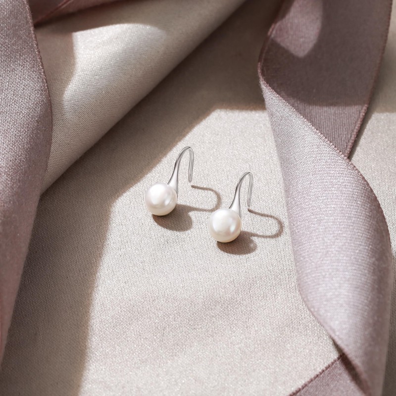 EVER FAITH 925 Sterling Silver Wedding Bridal Pearl Hook Earring,