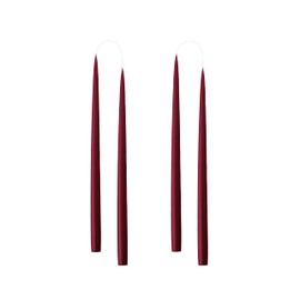 Kunstindustrien® Taper Candles, Set of 4, 13.8" – Made in Denmark, Long Burning Candles 15h, Unscented & Smokeless Candlesticks, Elegant Tall Candles for Weddings Dinners & Home Decor (Light Bordeaux)