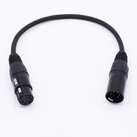 Xilaghy 5-Pin XLR to XLR DMX Cables 1 Feet,Gold-Plate XLR 5 PIN Male to Female Microphone Cord, for Speaker,Microphone and DMX LED(Black,0.3M)