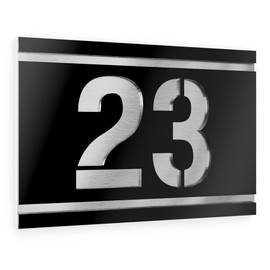 Graviers Design House Number Sign with Engraving Made of V2A Stainless Steel 250 x 175 mm – Black – Weatherproof Rustproof Individually Adjustable according to Your Own Number – Made in Germany