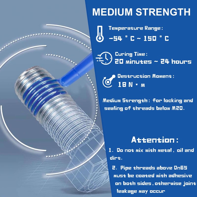 WAN2TLK Thread Lock Blue 100ml, Medium Strength Locktight Threadlock, Removable