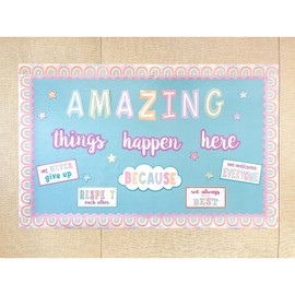 Teacher Created Resources Pastel Pop Amazing Things Happen Here Bulletin Board (TCR8413)