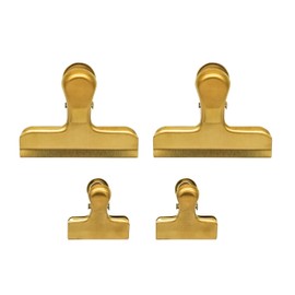 Fackelmann Stainless Steel Bag Clips, Set of 4, Reusable Food Sealing Clips, Gold