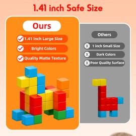 HNVWNSD Magnetic Building Blocks, 1.41 Inch Large Magnetic Cubes for Toddlers 3 4 5 6 7 8 Years Old Boy Girls Educational Construction STEAM Toy for Christmas/Birthday 30PCS