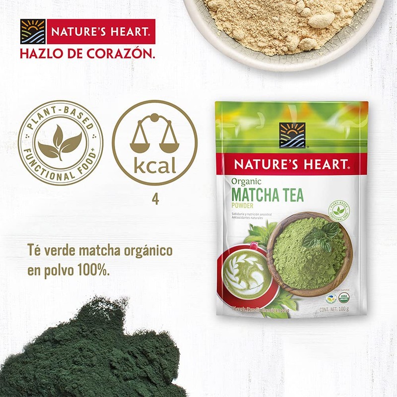 Nature's Heart Superfood Orgánico Té Verde Matcha en Polvo, 100