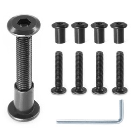 Jersvimc 10 Pair(20 Piece) M6x35mm Hex Drive Socket Cap Bolt with Allen Wrench, Black Furniture Connector Bolts M6 Countersunk Screw Barrel Nuts Binding Screws for Crib Replacement Belt Cabinet