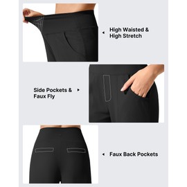 G4Free Women's Pants with Pockets Wide Leg Comfy Yoga Trousers High Waist Lightweight Casual Lounge Pants(Black,XXL,32")