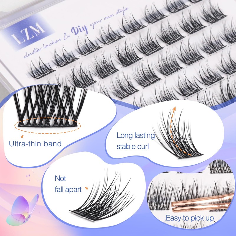 LZM Individual Lashes Natural LookFalse Eyelashes 8-14 mm D Curl