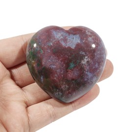 Loveliome Natural Indian Agate Heart Love Chakra Stone,Polished Palm Crystals and Healing Stone (2.17 Inch)