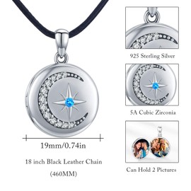 CUOKA MIRACLE Locket Necklace 925 Sterling Silver Tree of Life Photo Pictures Chain Pendant Necklace Oxidised Tree of Life Amulet Family for Women Girls Mother, Sterling Silver, Cubic Zirconia