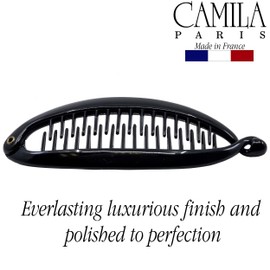Camila Paris NV138 3.5 inch Small French Banana Clip Hair Comb Classic Girls Updo Flexible Ponytail Holder Interlocking Banana Combs, Fashion Durable Styling Hair Accessories for Women, Made in France