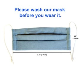 100% Cotton Korean Reusable Washable Adjustable Metal Strip Face Mouth Mask 2 Pack Double Layer Anti-Dust Fashion Outdoor Cloth Cover (Blue)