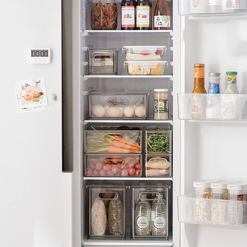 MineSign Set of 3 Stackable Refrigerator Organizer Bins Pull-Out Drawers