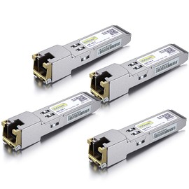 1.25G SFP-T, 1000BASE-T Cobre SFP, SFP a RJ45 SFP, para Cisco GLC-T/SFP-GE-T, Meraki MA-SFP-1GB-TX, Ubiquiti UF-RJ45-1G, D-Link, Supermicro, Netgear, TP-Link y más, Paquete de 4