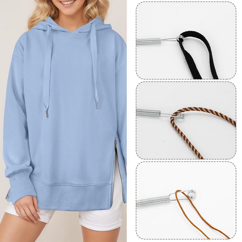 6pcs Spring Loop Drawstring Threader Tool for Hoodies, Sweatpants &