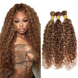 Honey Blonde Bundles Human Hair P4/27 Water Wave Bundle Color 27 Water Wave 3 Bundles 16 18 20 Inch Highlight Human Hair Extensions
