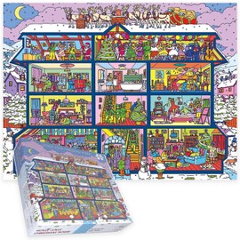 Holly Jolly Christmas House 1000 Piece Jigsaw Puzzle – Festive Holiday Scene with Chaos, Costumes, Santa & Carolers – Fun Family Puzzle for Adults – Finished Size 66 x 50 cm