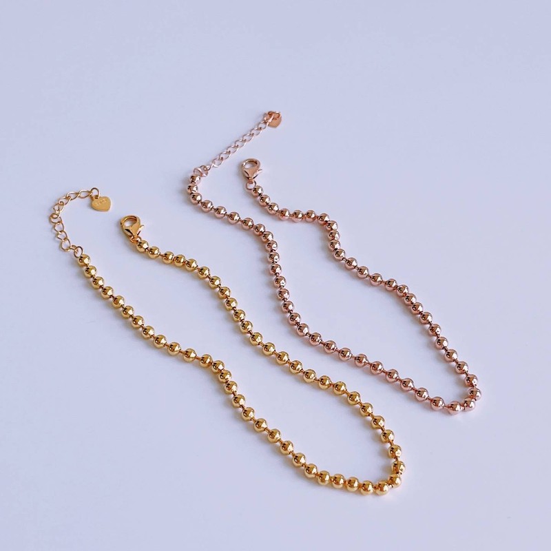 18k anklet 3mm ball chain rose gold (yellow gold) /