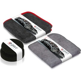 Glart 44TPP6 3-piece Car Polishing Kit: Microfibre Cloth, Sponge, Drying towel. Instead of Polishing Machine, Anthracite/Black