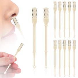 12pcs 2 in 1 Nasal Hair Cutter, 360 Rotating Nose Hair Trimmer for Men Women Double Sided Nose Hair Cleaner with Ear Picker Portable Manual Nostril Hair Removal Tool (White)