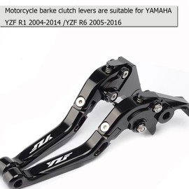 KBGRAX Motorcycle Aluminum CNC Adjustable Foldable Extendable Brake Clutch Levers for Yamaha YZF R1 2004-2014 YZF R6 2005-2016 Black