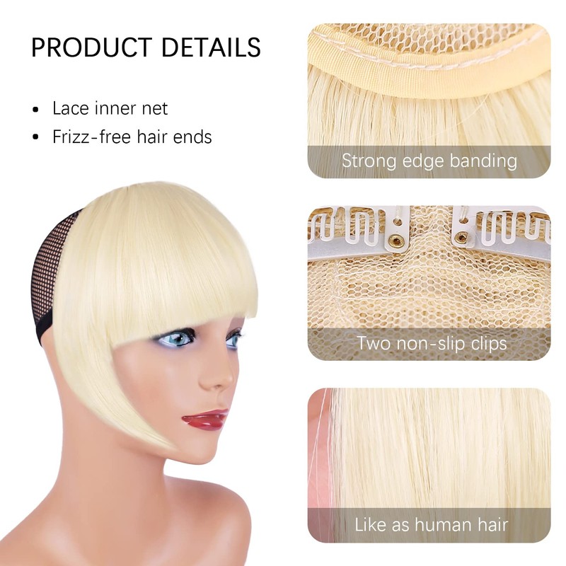 XRACEPHOL Blonde Bangs Clip in Thick Natural Full Front Neat