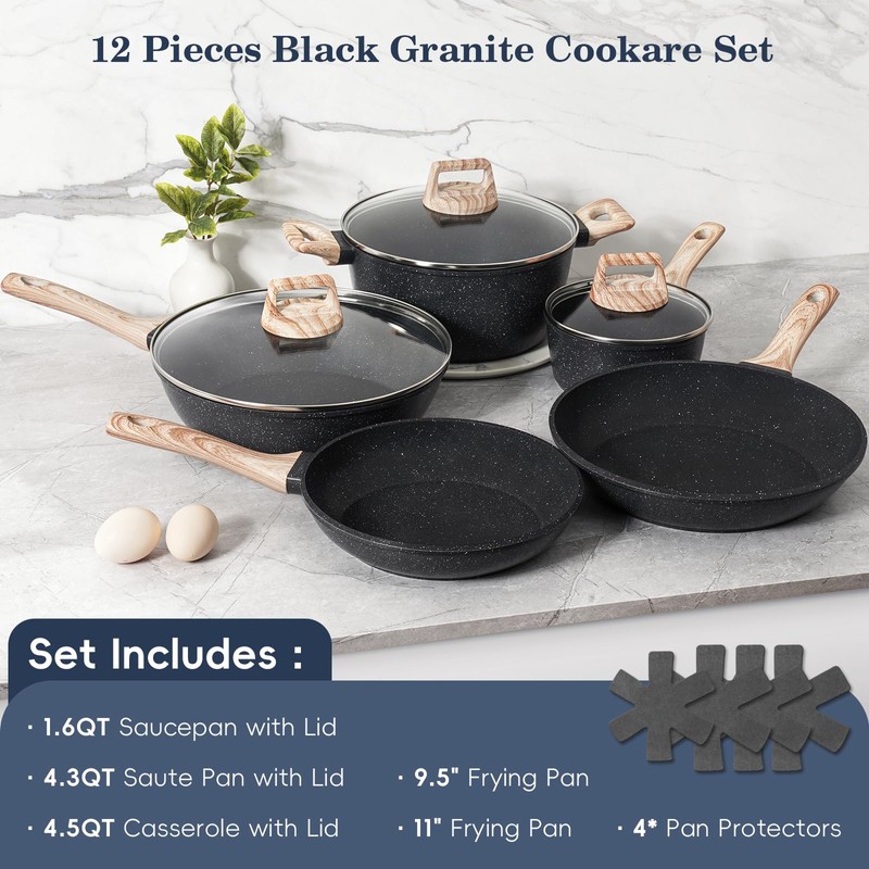 SODAY 12 Pcs Pots and Pans Set Non Stick, Cookware