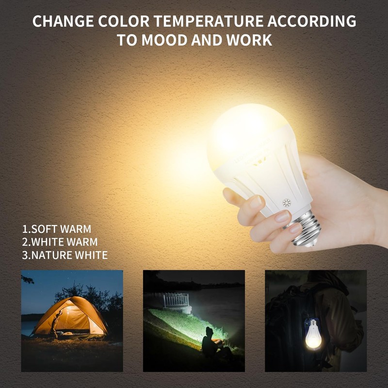 MXhme Rechargeable Light Bulbs with Remote Control Soft Warm(3000K) 2200mAh