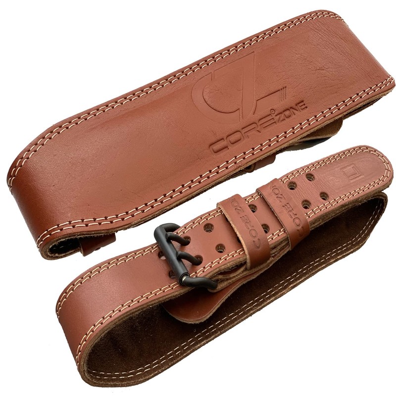 COREZONE Genuine Leather 4" Weight Lifting Belt for Men and