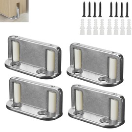 WWFFEN 4 Barn Door Floor Guide Bearing Design, Sliding Barn Door Floor Guide Adjustable Rollers at The Bottom Strong and Durable Steel Frame.Silver