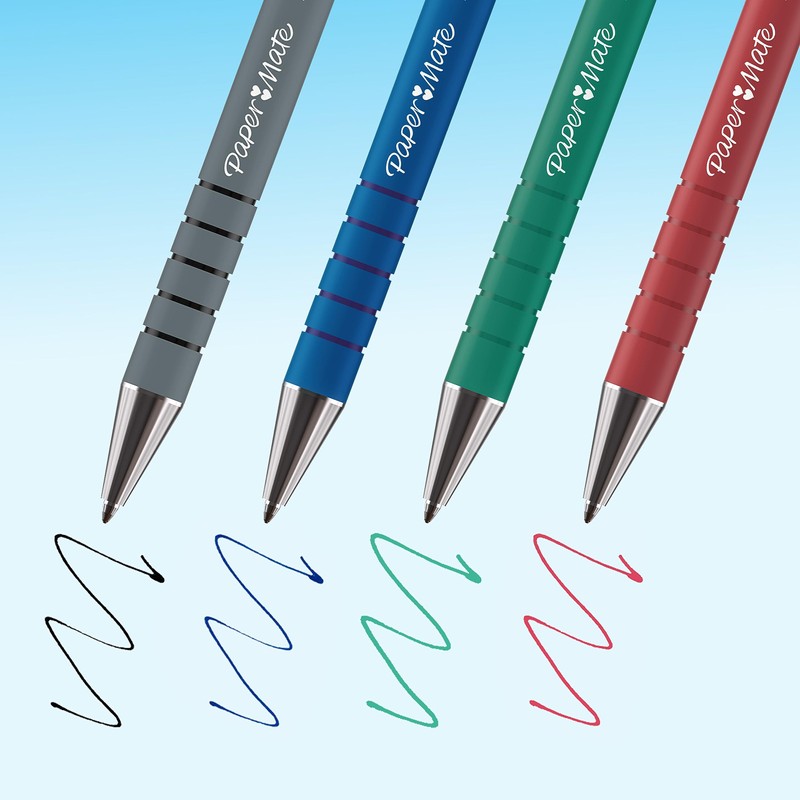 Paper Mate Flexgrip Ultra-Druckkugelschreiber (mittlere Schreibspitze (1,0 mm)) 3+1 Packung,