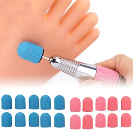 10pcs Sanding Caps with 1pcs Mandrel Handle Sanding Belts for Polishing Electric Nail Drill (13mm x 19mm, Blue)