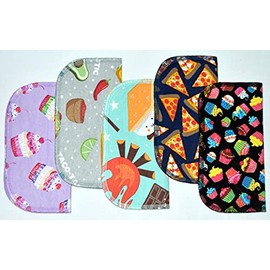 2 Ply Printed Flannel 8x8 Inches Set of 5 Little Wipes Snack Attack