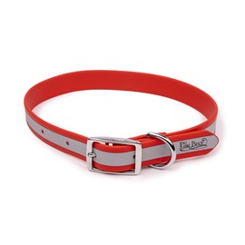 King Buck Waterproof Soft-Touch Reflective Dog Collar with D Ring, Red, S