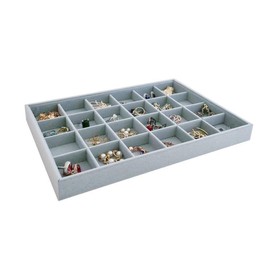 Svea Display Velvet Grey Jewelry Trays Premium Grade Drawer Insert Divider Stackable Organizer (24 grid tray)