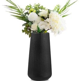Vases Decorative Black FoiiLiio Ceramic Vase for Pampas Grass Flower Vase Modern 20 cm Vases for Flowers / Tulips / Dried Flower Vases for Living Room Dining Table Office Decorative