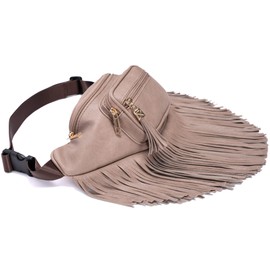 Solene Fringe Waist Pack Crossbody Bag Shoulder Purse with Multi Zipper Pockets - (KL088, Taupe)