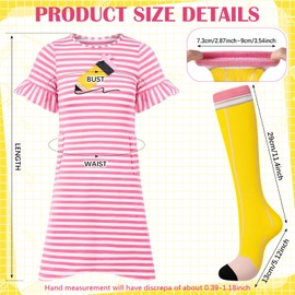 Chicingyou Girls Back to School Dresses Casual Set Pencil Dress with Socks Cotton Outfit for Kindergarten Back to School Gift(6-7 Years(Chest:27.6'' Waist:26'' Length:29.9''))