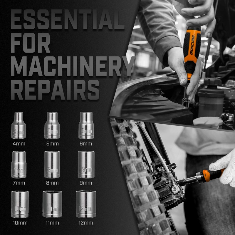 IRONCUBE Ratcheting Screwdriver Set: 56-Piece Magnetic Multi Bits Tool Kit