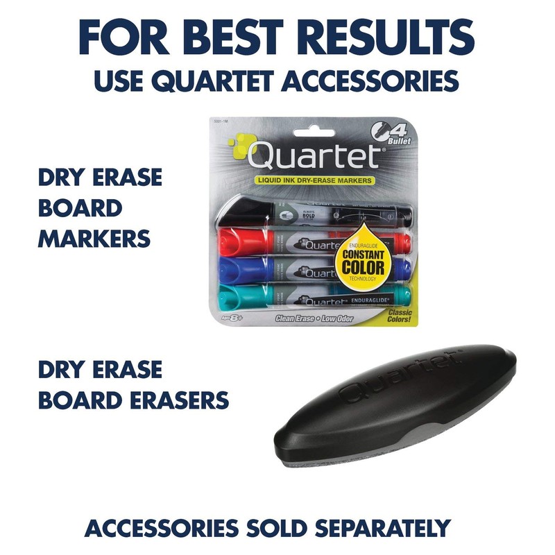 Quartet Magnetic Whiteboard, 4' x 3' White Board, Nano-Clean, Silver