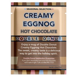 Double Donut Creamy Eggnog Hot Chocolate Mix Packets, Flavored Eggnog Hot Cocoa Mix, 18 Count