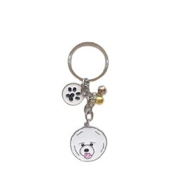 Emilystyle Dog Key Chain with Bell, Bone Charm, Bone, Key Ring, Charm, Going Out, Key Accessory, Dog, Bag, Emily Style (Bichon Frise with Bell), Bichon Frise with Bell