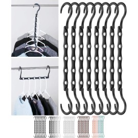 Mr. Pen 8 Pack Black Space Saving Clothes Hangers Magic Closet Organizers