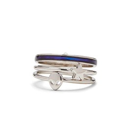 Pura Vida Silver-Plated Lost in The Cosmos Stackable Ring Set - Brass Band, 4 Pieces, Size 7