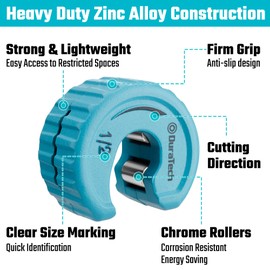 DURATECH 4-Piece Copper Tubing Cutter Set, Pipe Cutter Tool, Includes 1/2", 3/4",1" Tube Cutters, 1 Deburring Tool with Storage Case