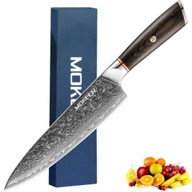 MOKEEN Chef Knife - 67 Layers VG10 Damascus Steel Kitchen Knife 8 Inch Japanese Knife for Slicing Meat Vegetable Cleaver - Cooking Knife with Pakkawood Handle - Ultra Sharp