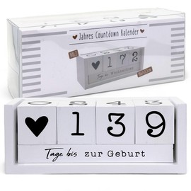 MIJOMA Yearly Countdown Calendar Wooden Cube - Permanent Yearly Table Calendar - Versatile Countdown to 432 Days for Special Occasions (White)