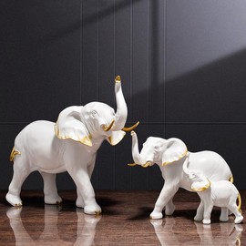 NORHOR Elephant Sculpture, Hand-Painted Resin Collectable Figures for Home Decoration Gift