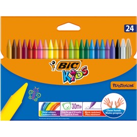 BIC Kids Plastidecor Colouring Crayons, Crayons for Drawing and Crafts, Assorted Colours, Pack Of 24